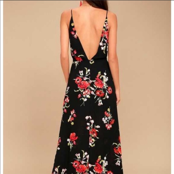 Sold out Lush Garden Court Black Floral Maxi Dress - Picture 3 of 5